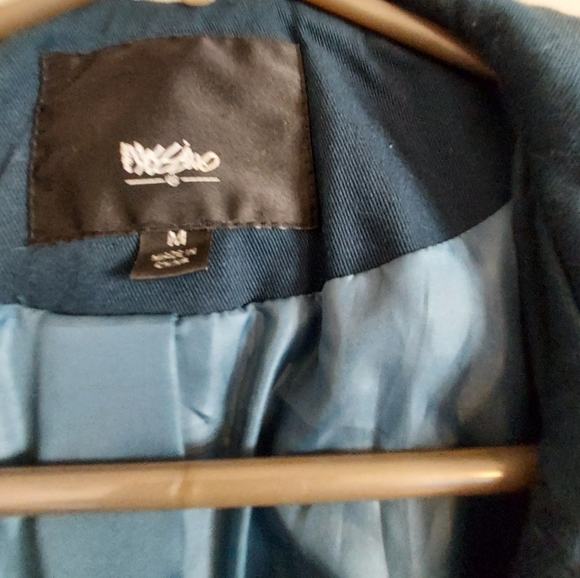 Womens Medium Navy belted trench with hood - Picture 3 of 6